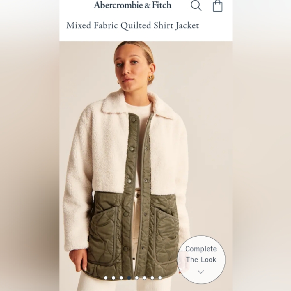 Abercrombie & Fitch white/green Sherpa quilted coat Ladies M
